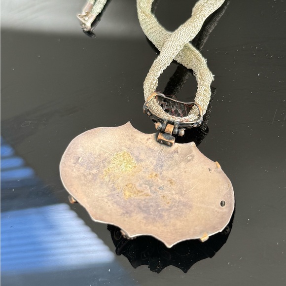 STUNNINGl ARABIC NECKLACE 925 STERLING RUBY EMERALD PEARL MARCASITE PENDANT - Picture 3 of 7